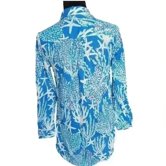 Lilly Pulitzer Captiva Tunic Brewster Blue Good Reef Tunic - Picture 6 of 10